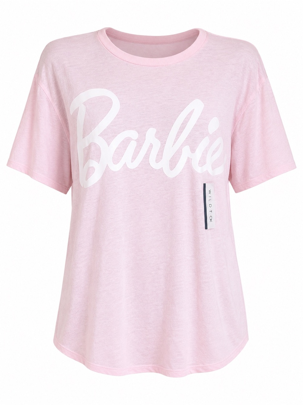 Barbie Short Sleeve Pink Logo Tee Women’s Size Large Y2K Soft Girl Barbiecore